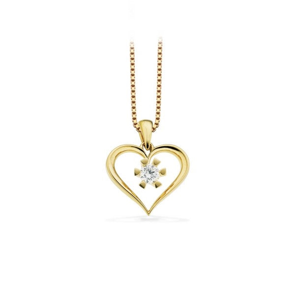 Vida hjertevedhæng i 8 kt guld med diamant 0,03–0,25 ct fra Scrouples